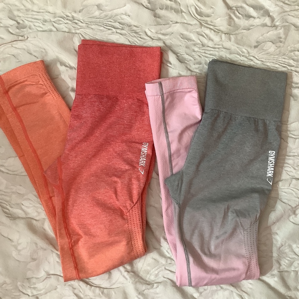 EUC Gymshark leggings pink gray orange bundle